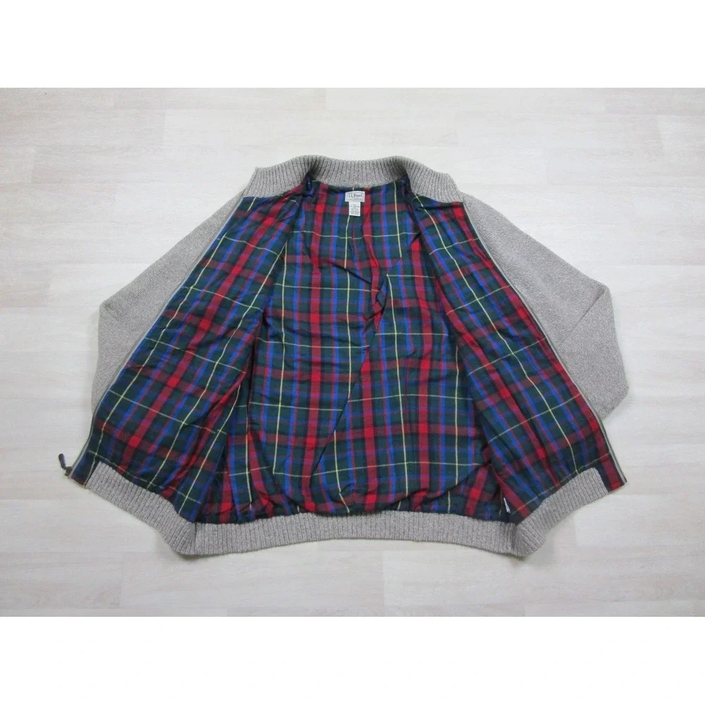 L.L.Bean Classic Ragg Lambswool Cardigan Sweater Men's (XXL) Flannel Lined Zip